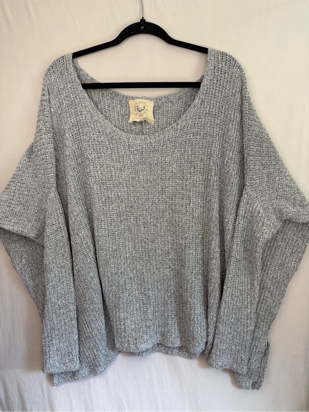 Fantastic Fawn Cozy Oversized Fit Slouchy Knit Sweater - Gray Size M